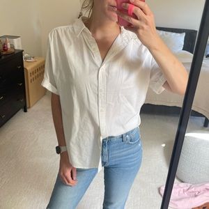 Small White Button Up Short Sleeve Blouse